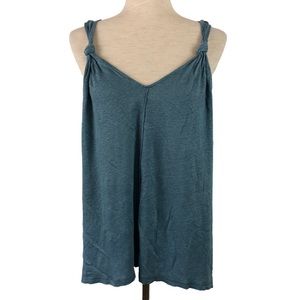 Sundance Soft Blue Linen Knotted Tank Top